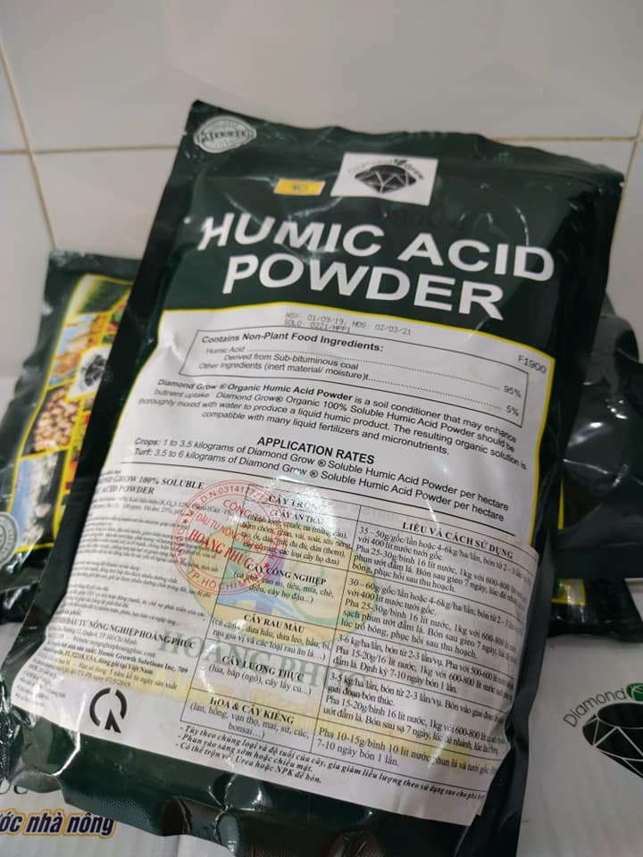 Phân sinh học Diamond Grow-Humi (K) Powder (Acid Humic)- Túi 1kg - Nhập khẩu trực tiếp từ Mỹ