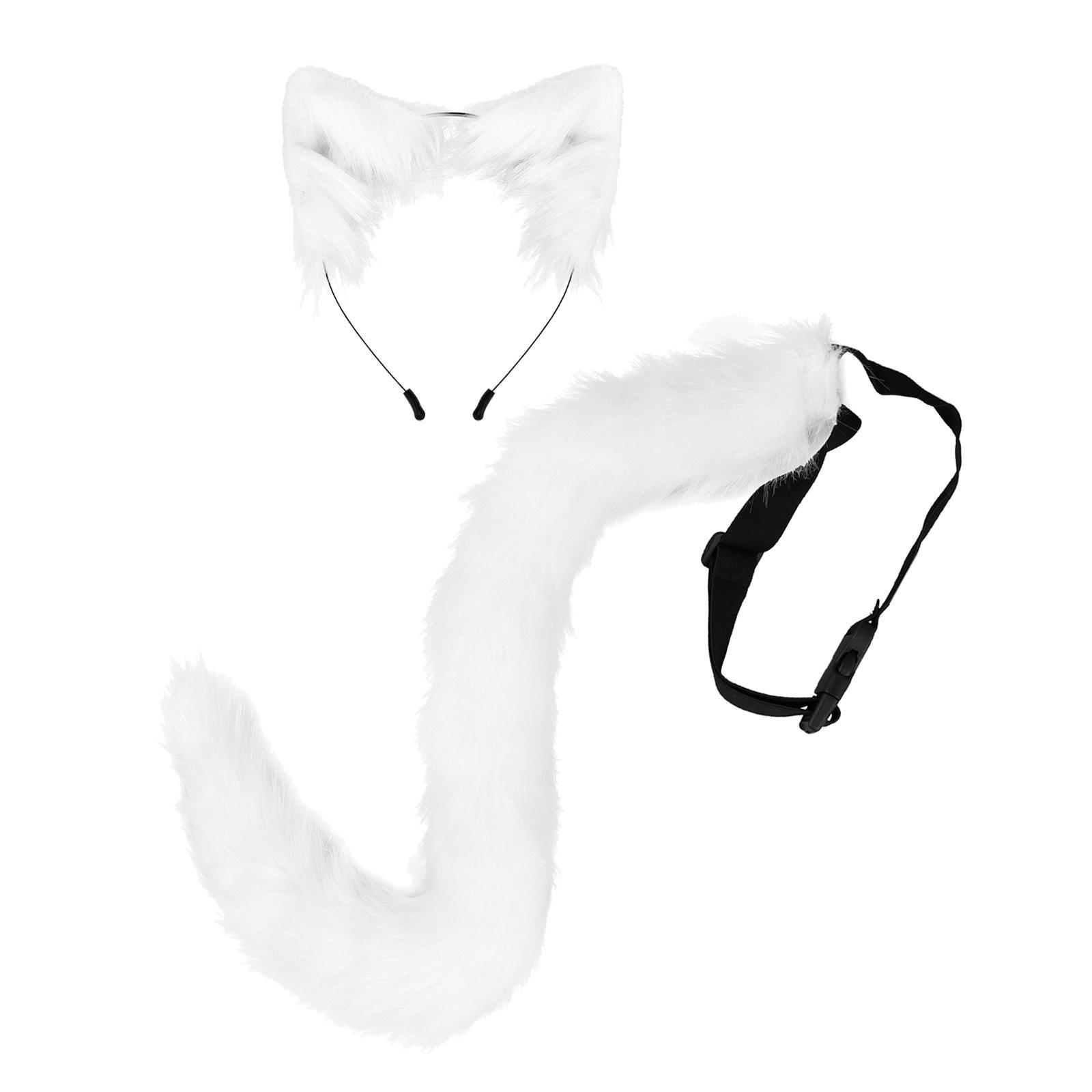 Faux  Ears and Tail Set Ear Headband Gift Animal Themed Parties Photo Props Animals Ears and Tail Cosplay Costume for Graduation Ceremony