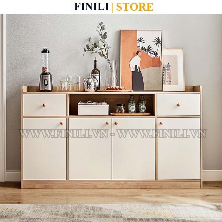 [FREESHIP] Tủ kệ Buffet nhà bếp đựng gia vị Finili kết hợp cánh và tủ kéo FLOT2301