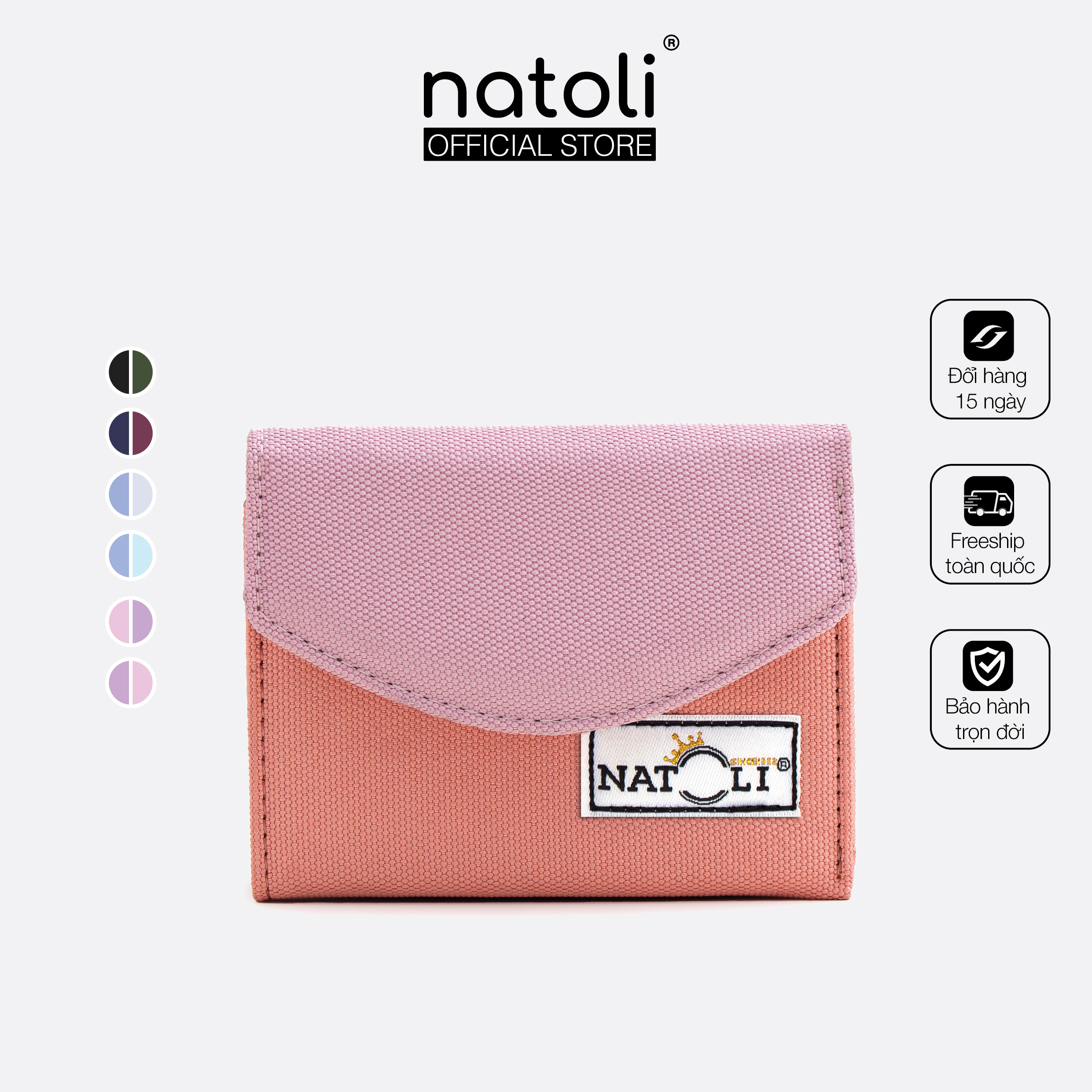 Hình ảnh Ví cầm tay nữ mini cute BST The Button Wallet V5 chính hãng NATLOLI nhỏ gọn kháng nước nhiều ngăn cao cấp