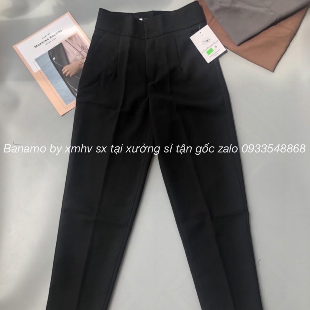 Quần baggy 2 khuy cạp cao baggy tây công sở màu đen thời trang 8333