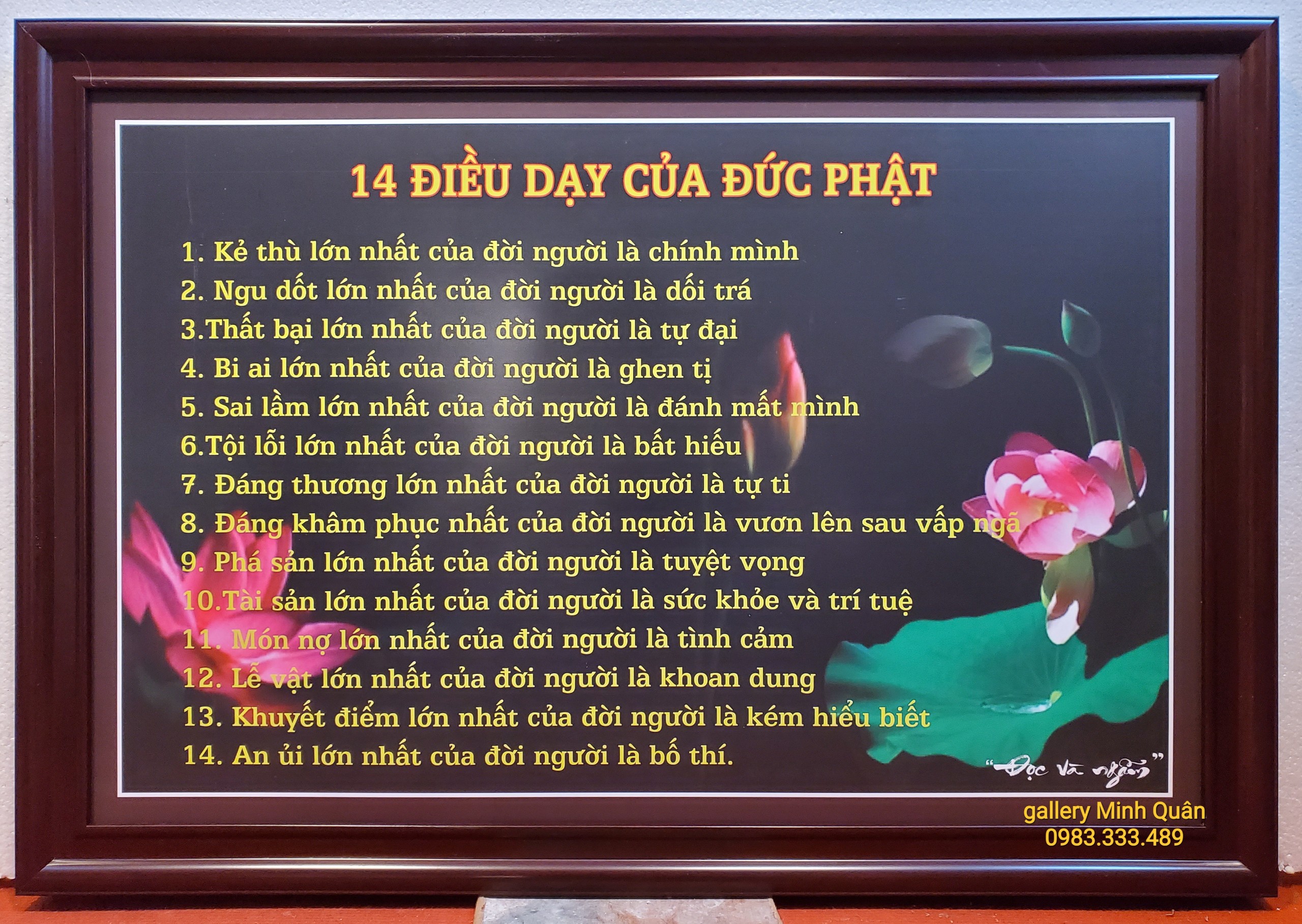 Tranh chữ 14 ĐIỀU DẠY CỦA ĐỨC PHẬT