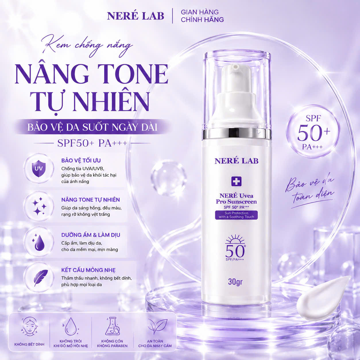 Kem Chống Nắng Neré Uvea Pro Sunscreen SPF50+ PA+++