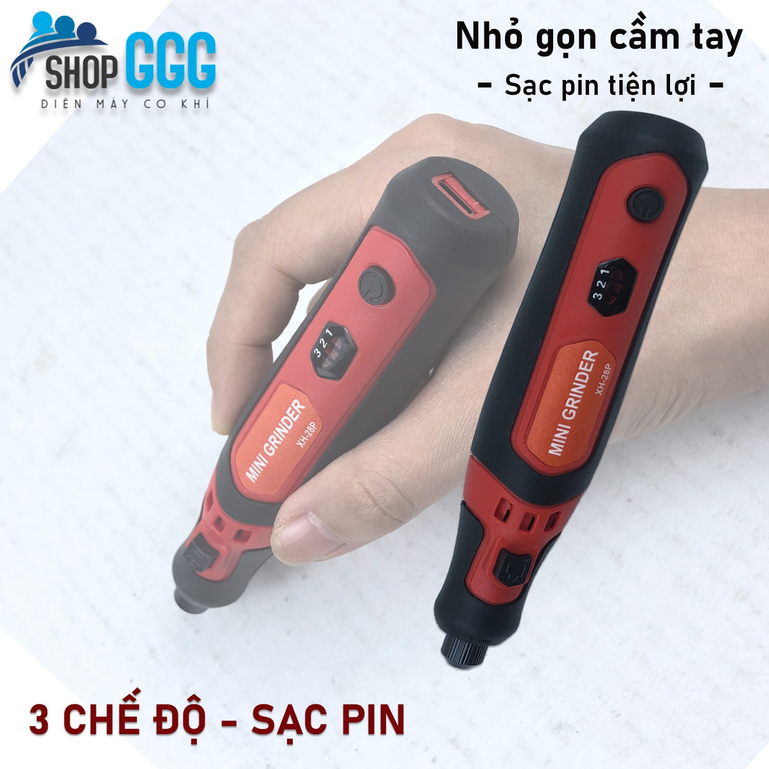 Máy mài khuôn, mài đánh bóng mini - 3 chế độ, sạc pin| Bộ 28 chi tiết | Cắt, khắc, phay, mài, vẽ, cắt tỉa, đánh bóng, tháo và khoan