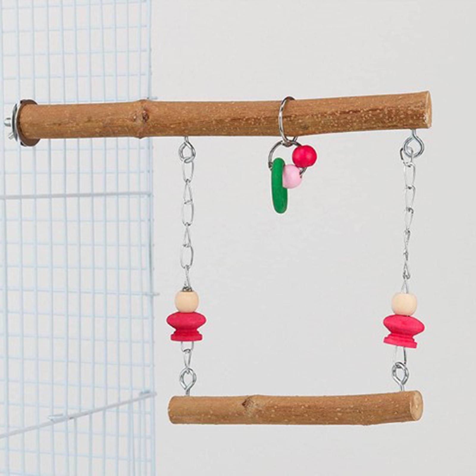 Bird Parrot Swing Chewing Toys Wooden Bird Toys for Finch Cockatiel Parakeet