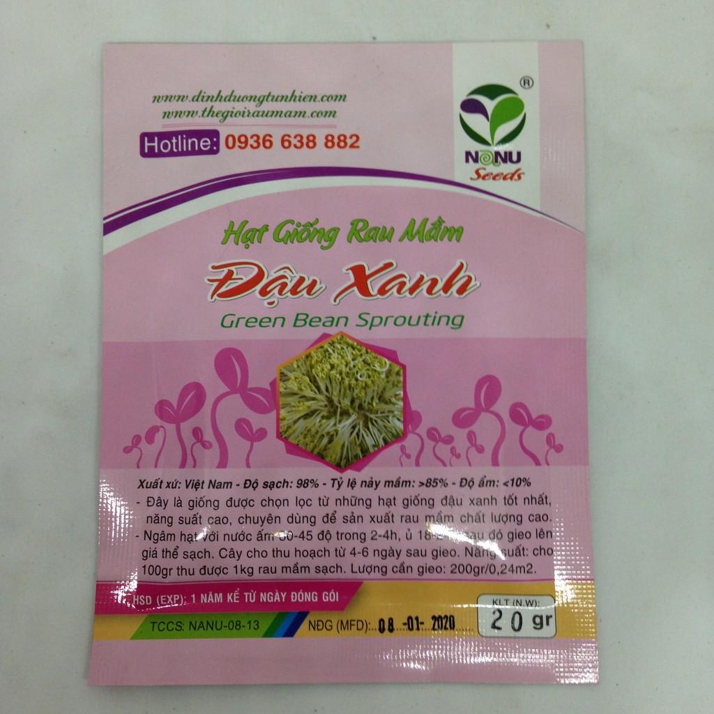 HẠT GIỐNG RAU MẦM ĐẬU XANH 20G