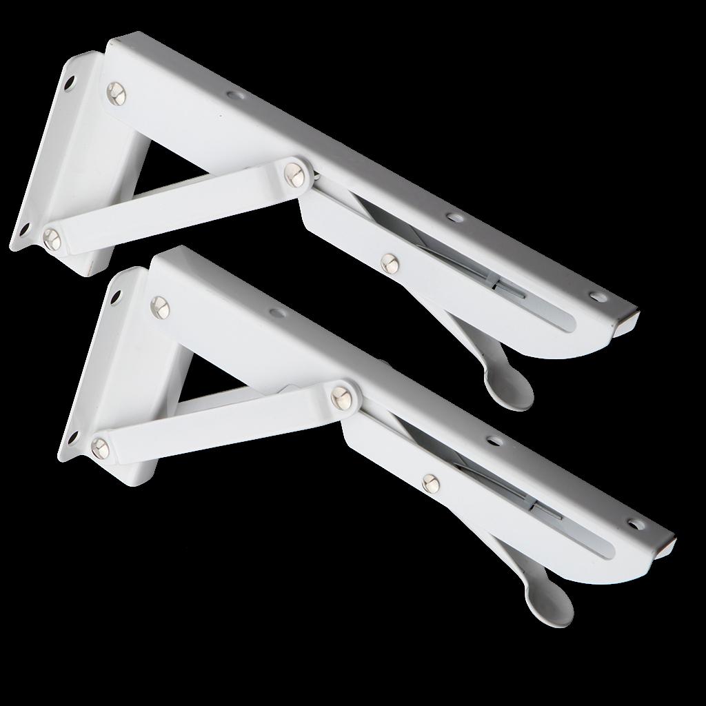 2Pcs Folding Movable White Shelf Bracket K Type Triangle Spring Steel Bracket Decorative Metal Shelf Brackets