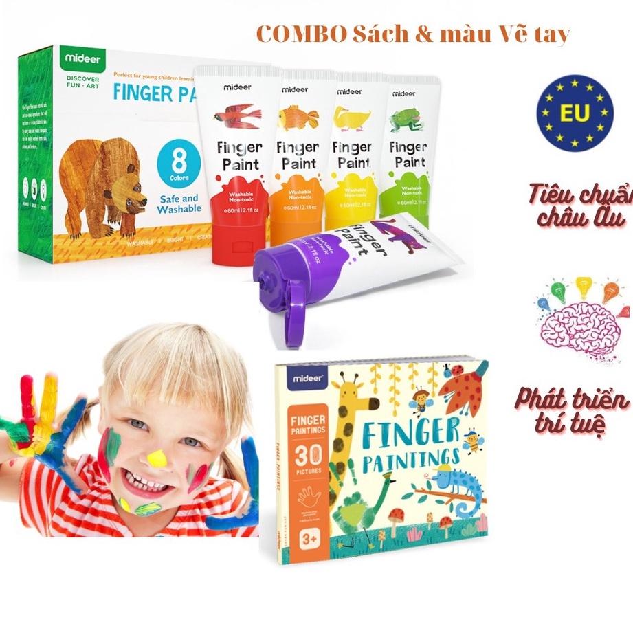 Finger Paint Mideer bộ màu kèm dụng cụ chính hãng an toàn cho bé