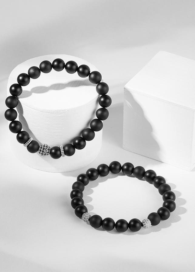 Bộ 2 vòng tay đá thiên thạch phối cầu đá bạc Ngọc Quý Gemstones