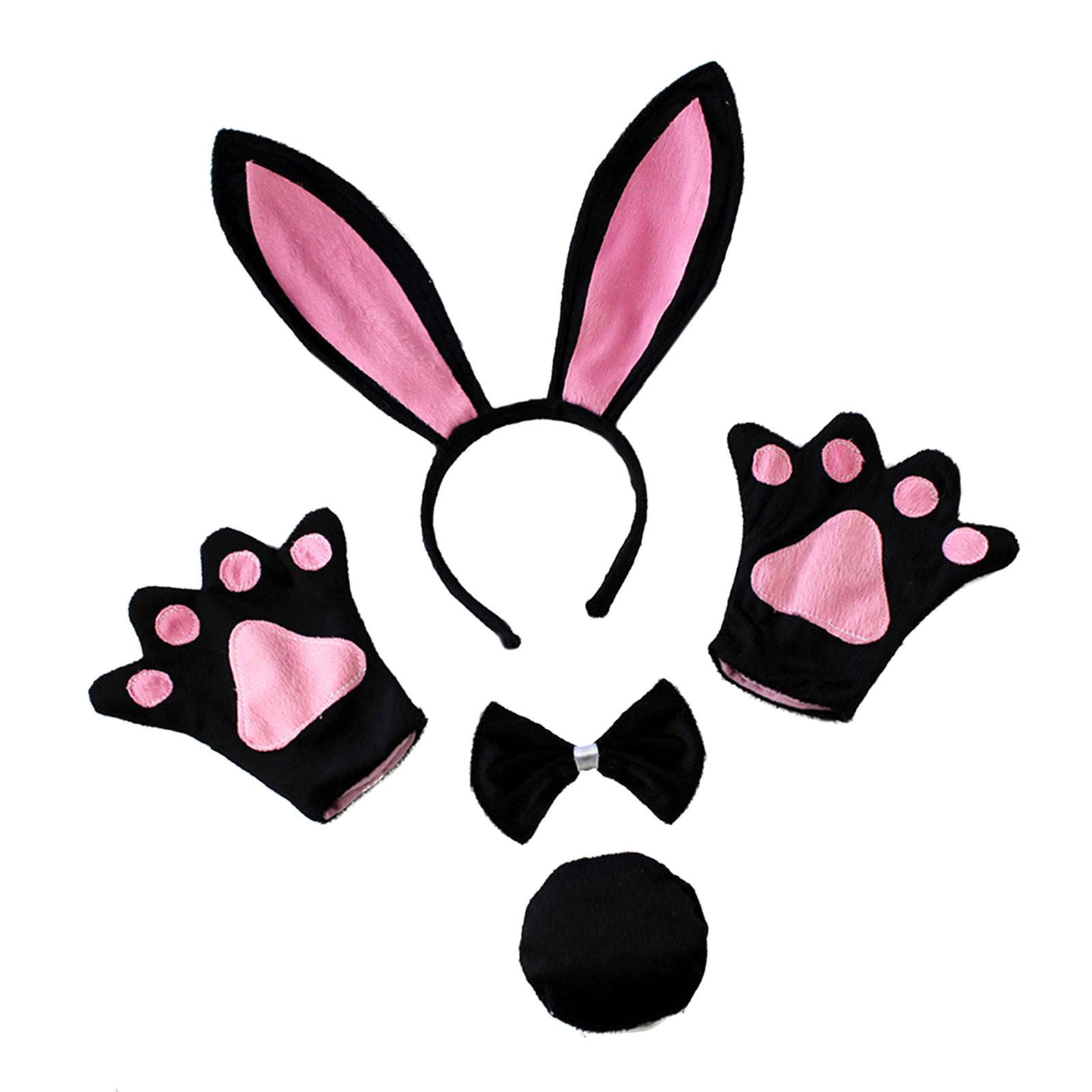 4 Pieces Bunny Costume Set Cute Rabbit Ear Headband Hairband for Kids Adults