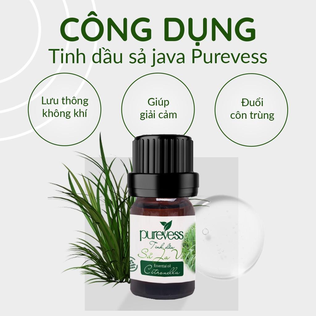 Tinh dầu Sả Java Purevess, thiên nhiên nguyên chất, giúp thư giãn và đuổi muỗi. 30ml