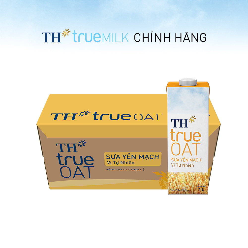 Thùng 12 hộp sữa yến mạch vị tự nhiên TH True Oat 1L (1L x 12)