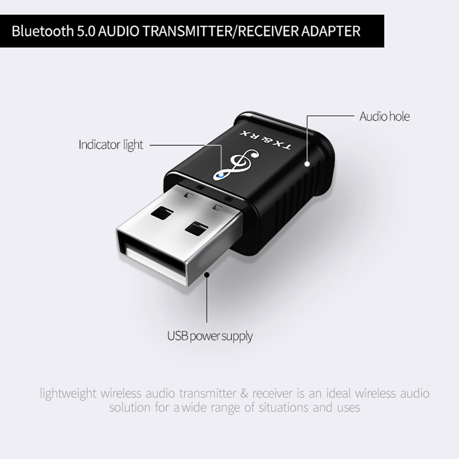New USB Bluetooth 5.0 Transmitter Receiver 3.5mm Audio Adapter Converter