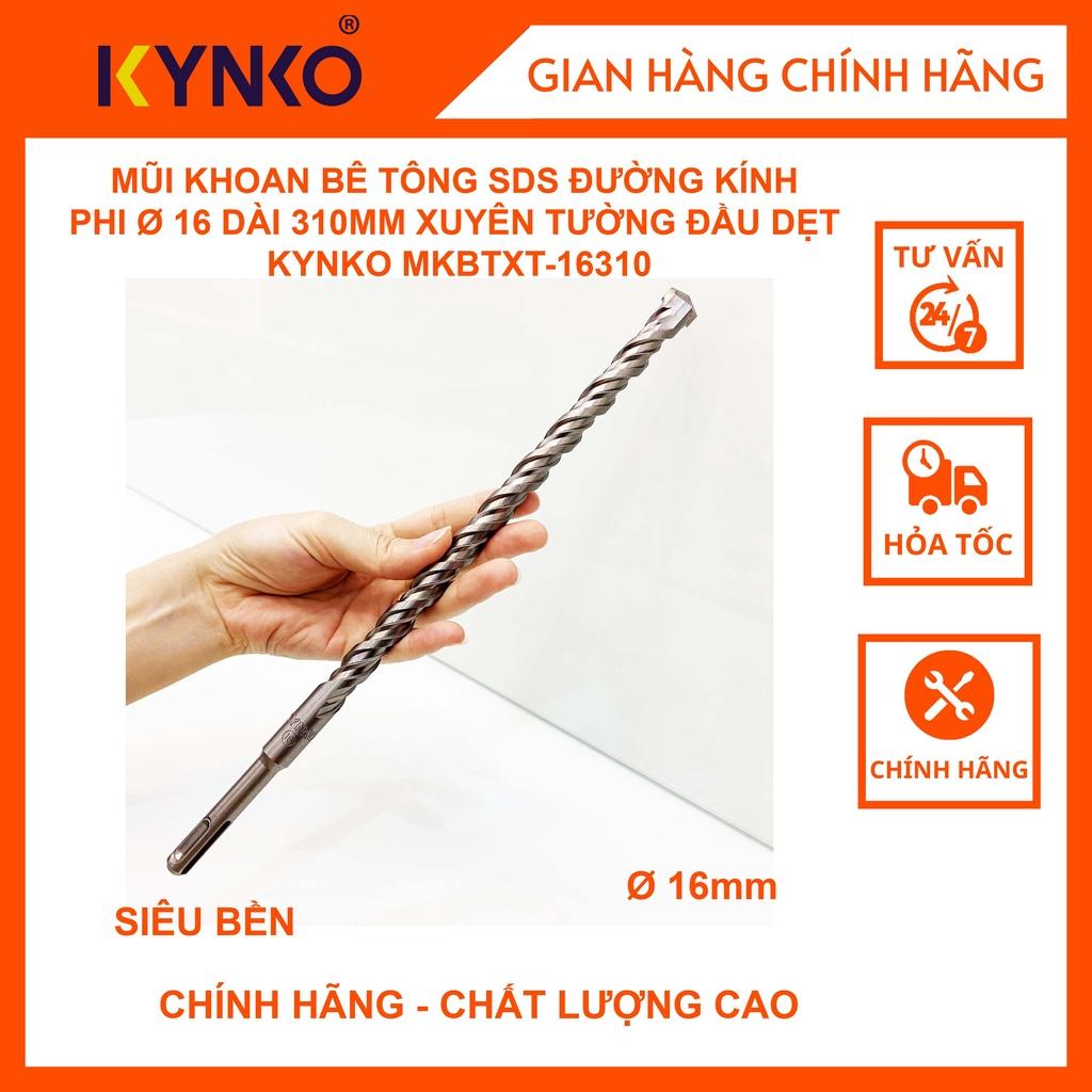 MŨI KHOAN BÊ TÔNG SDS ĐƯỜNG KÍNH PHI Ø 16 DÀI 310MM XUYÊN TƯỜNG ĐẦU DẸT KYNKO MKBTXT-16310