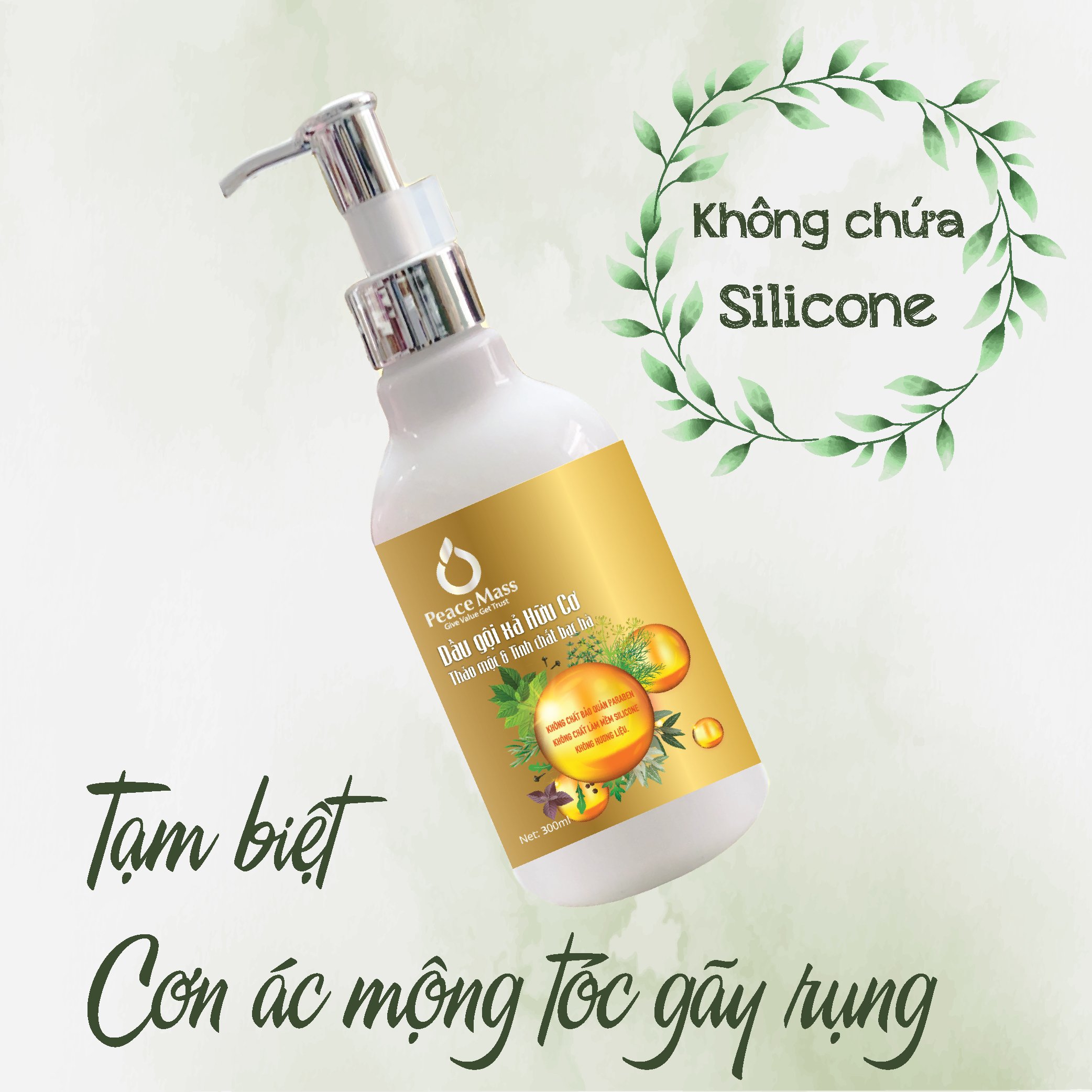 Combo Sản Phẩm Gốc Thực Vật DGXC1 Peace Mass - Dầu Gội Xả 300ml + Nước Rửa Tay 340ml