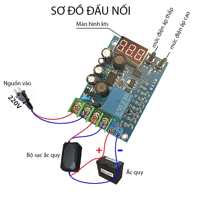 Module mạch kiểm soát và điều khiển tự động sạc bình ắc quy YX-X2086 điện áp 3.7V-120V