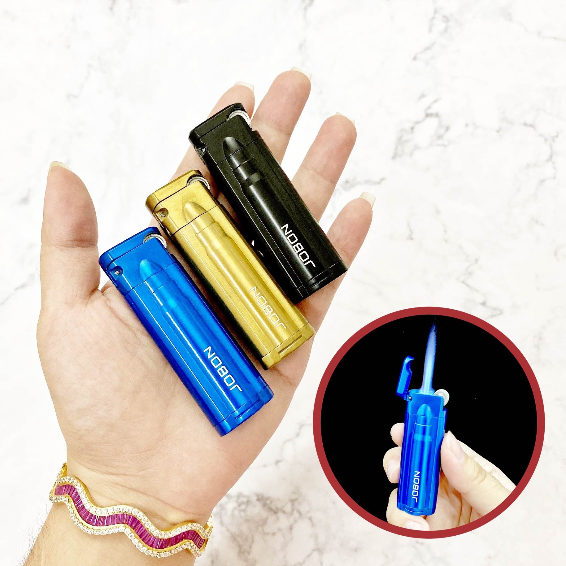 Hột quẹt bật lửa khè gas đá rãnh tay Jobon 518