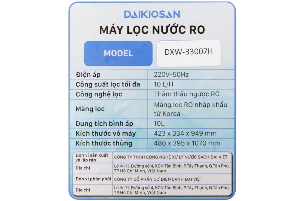 Máy Lọc Nước RO Daikiosan DXW-33007H 7 Lõi - Hàng Chính Hãng