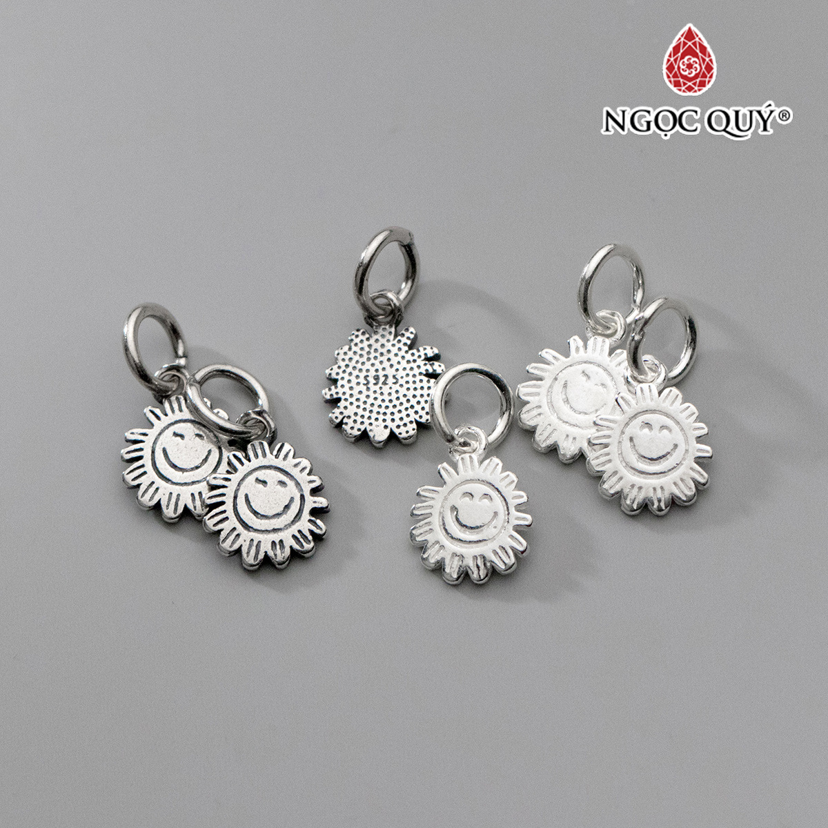 Charm bạc treo hình mặt trời cười - Ngọc Quý Gemstones