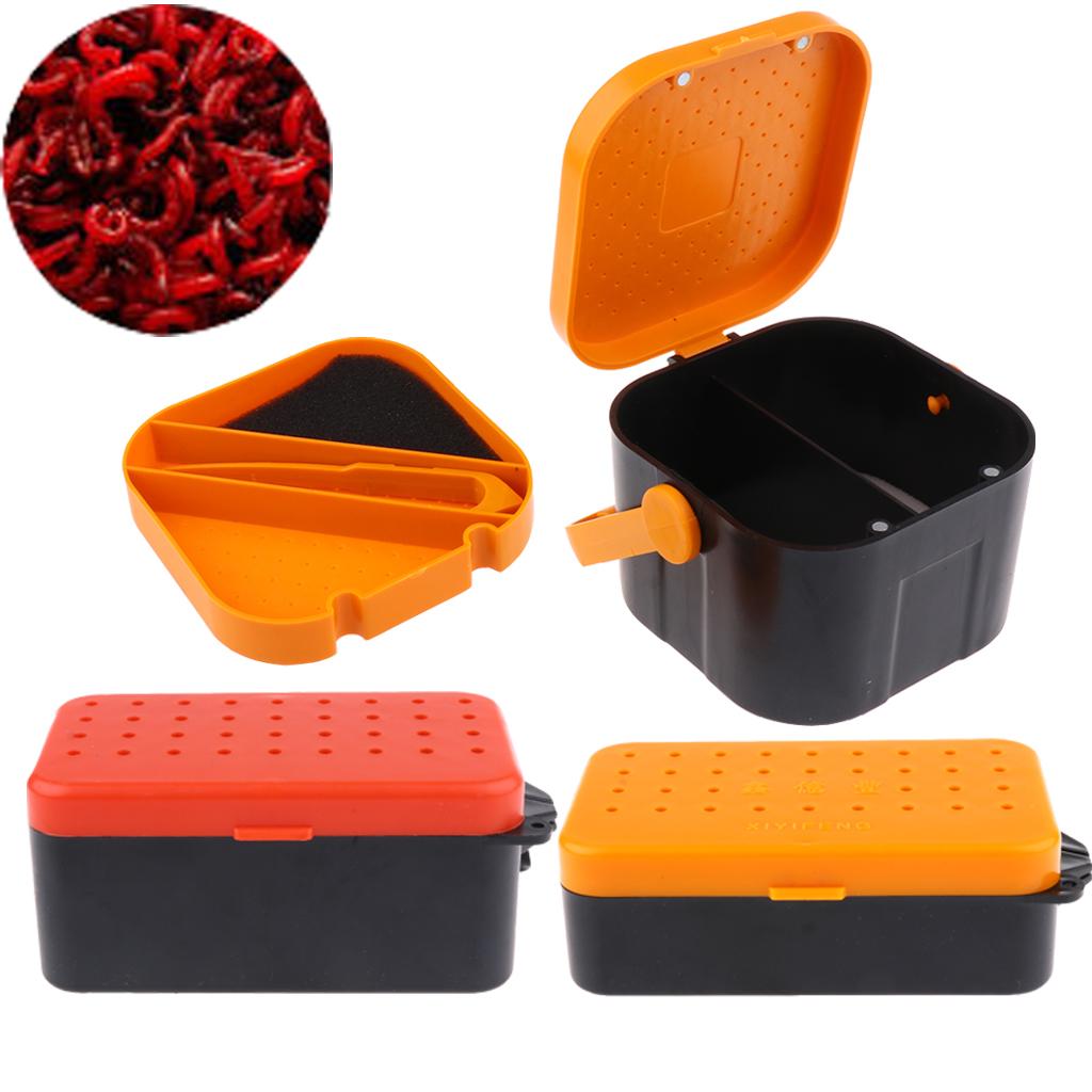 Plastic Live Earthworm Fishing Tackle Box Bait Lure Container Storage Case L