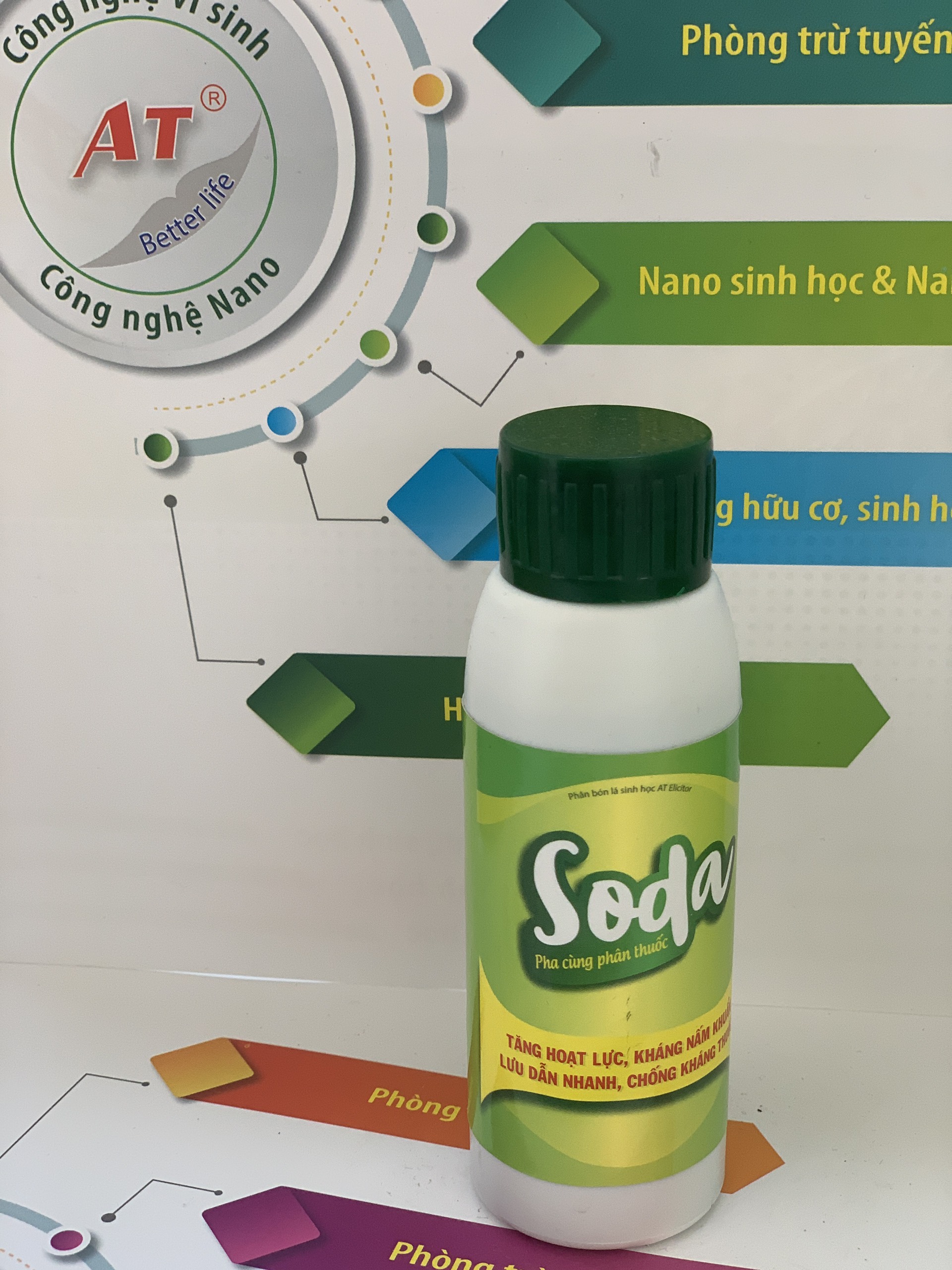Nano Sinh Học AT Tăng Thẩm Thấu, Lưu Dẫn, Bám Dính, Chống Kháng Thuốc Cho Rau Sạch Và Cây Ăn Quả - Soda 100ml