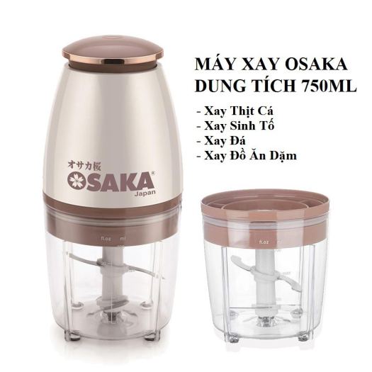 Máy xay Osaka mẫu mới tốc độ xay nhanh, dễ dàng xay hoa quả, đồ ăn dặm cho bé, thịt cua tôm, xay đá làm đá bào, cối bằng nhựa cường lực ABS chống va đập, lưỡi dao sắc bén