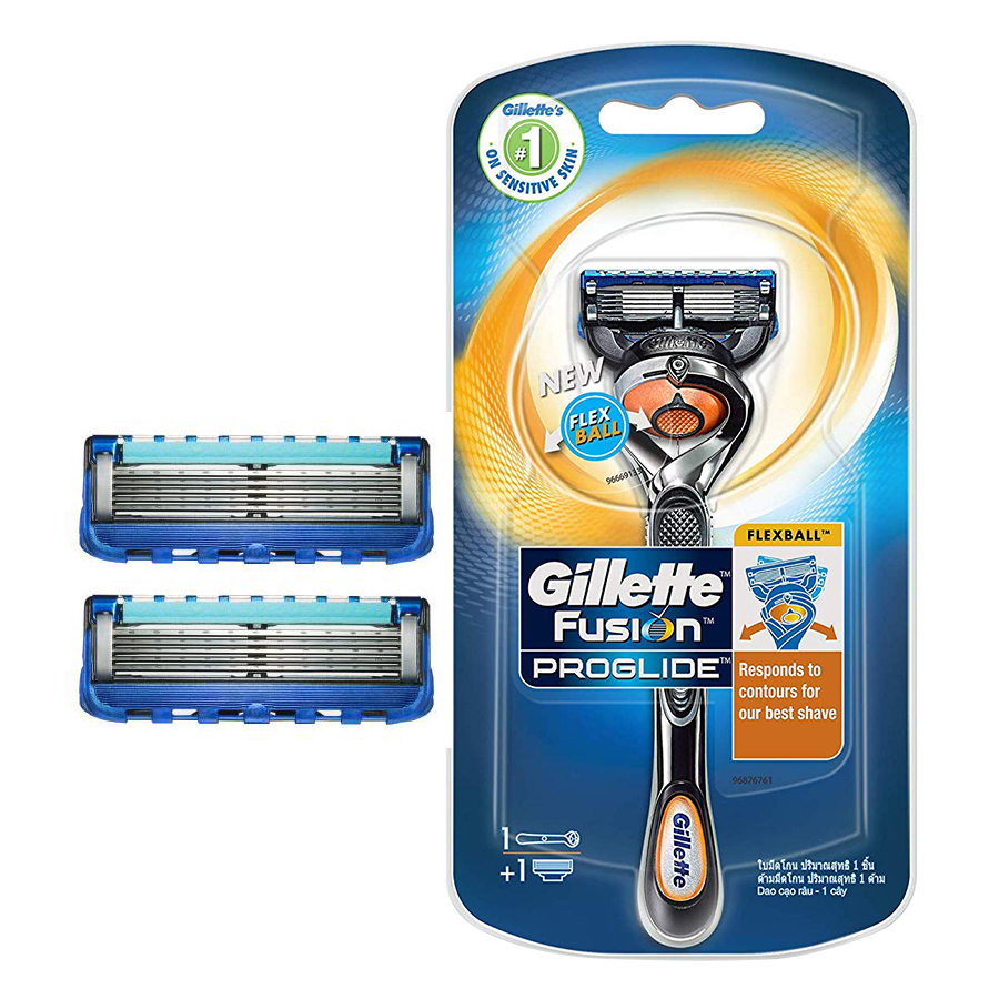 Combo Dao Cạo Râu Gillette Fusion 5 Proglide Flexball (1 Cái + 2 Lưỡi)