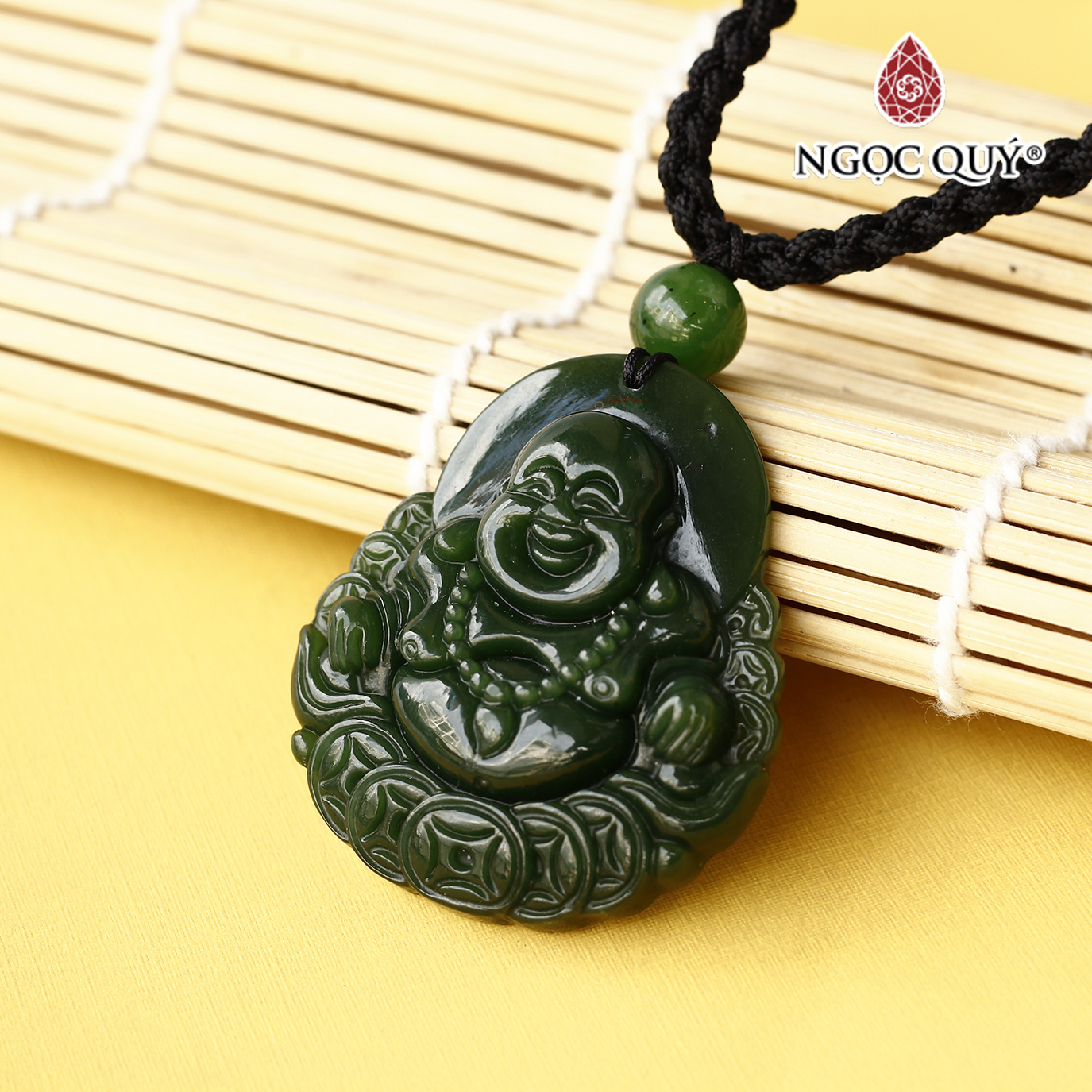 Mặt dây chuyền phật di lặc đá ngọc bích - Ngọc Quý Gemstones