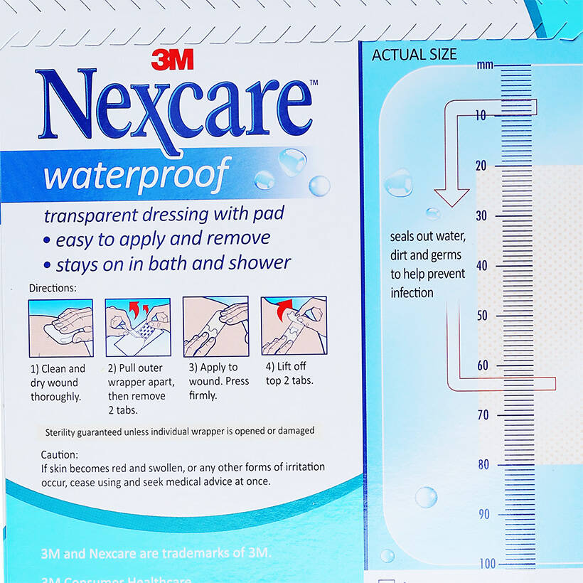 Băng dán bảo vệ vết thương chống thấm nước có gạc 3M Nexcare B100 80X100RMM 3miếng/hộp