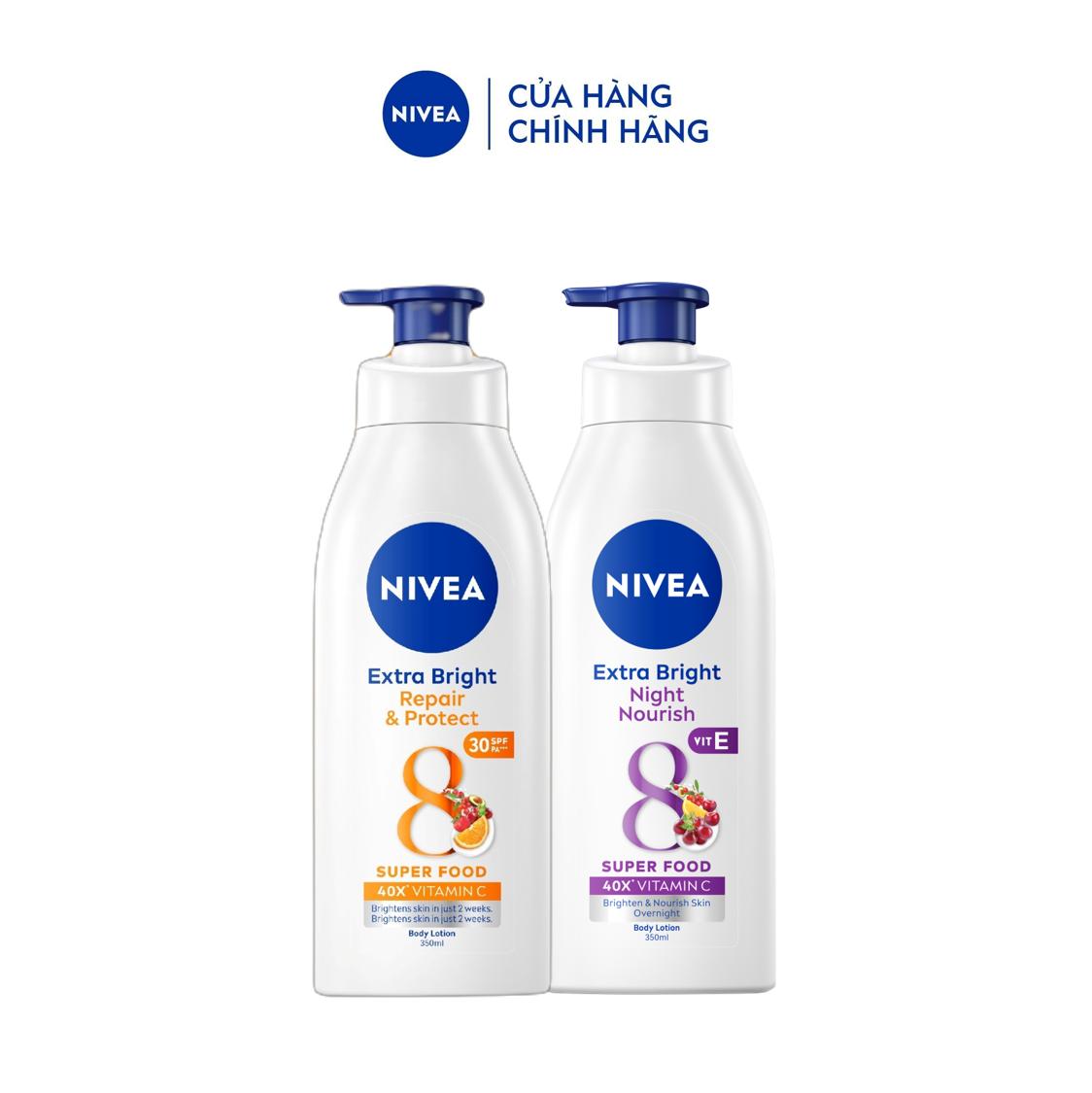 Bộ Đôi Sữa Dưỡng Thể NIVEA Phục Hồi & Dưỡng Sáng Da Ngày & Đêm - 88311+98412