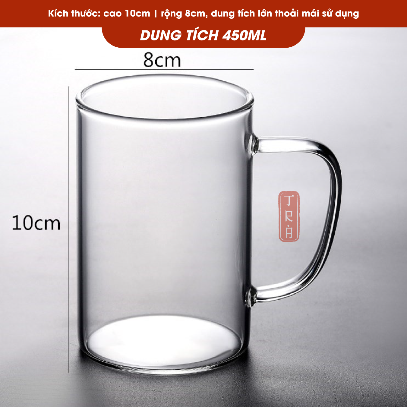 Ly thủy tinh có quai chịu nhiệt giá rẻ, đun trực tiếp trên bếp điện, bếp hồng ngoại 450ml