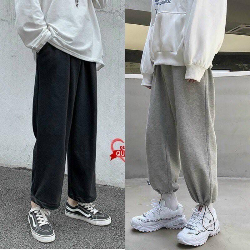 Quần Jogger Nam Nữ Đen Xám Trơn Bó Gấu Đẹp Quần Nỉ Chun Unisex Thu Đông Hàng Đẹp