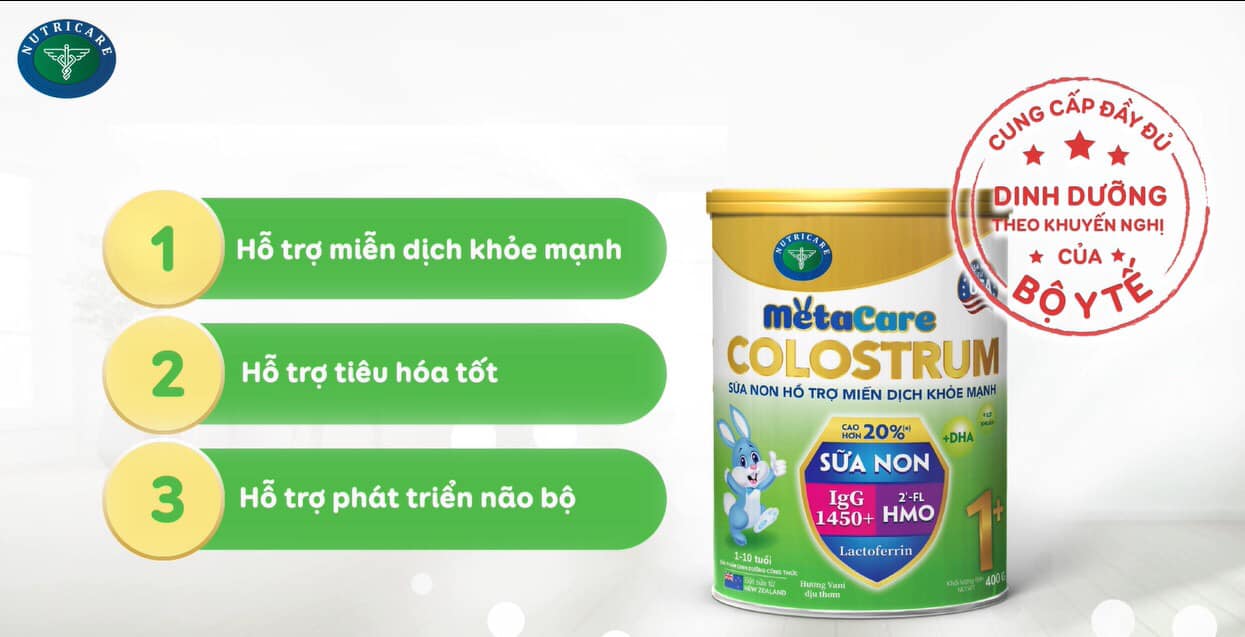 Sữa non Metacare Colostrum 1+ giúp trẻ tăng cường miễn dịch