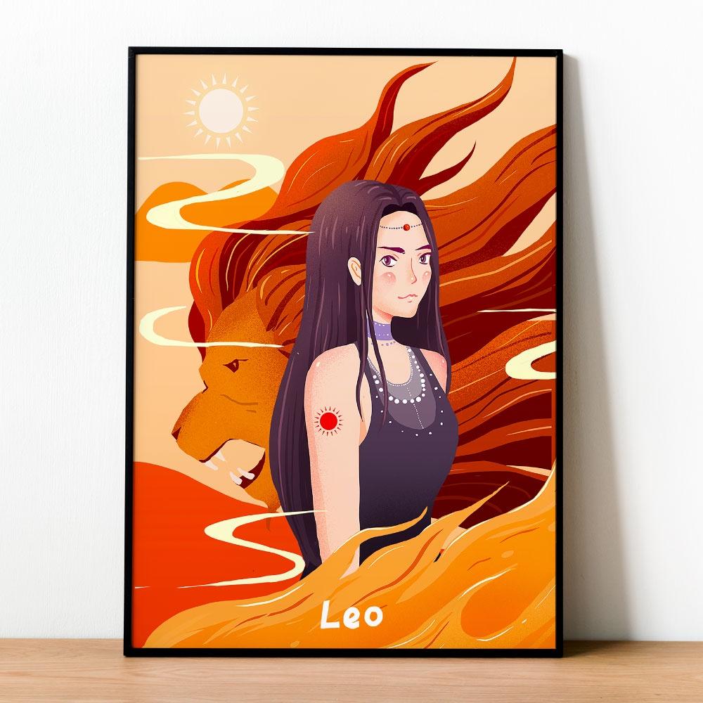 Tranh số hóa - Cung Sư Tử đã căng khung 40x50cm 26 màu