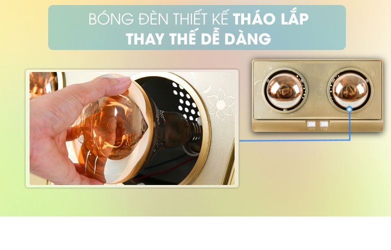 Đèn Sưởi Phòng Nhà Tắm BAKA BK02 (2 Bóng) - Hàng Chính Hãng