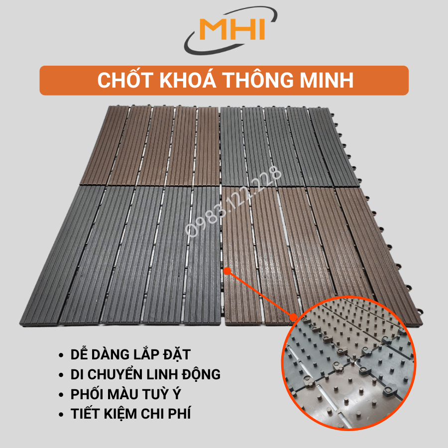 [COMBO11] Miếng nhựa trải sàn MHI-Special, Tấm nhựa trải sàn trang trí ban công / sân vườn / sân thượng; lót sàn chống trơn trượt nhà tắm / bể bơi - Hàng Việt Nam chất lượng cao