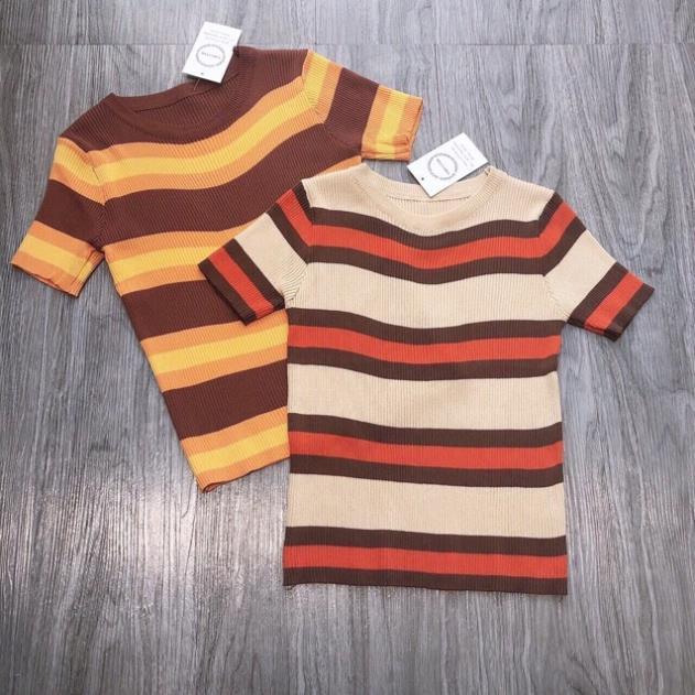 Áo len kẻ mongtoghi tay lỡ