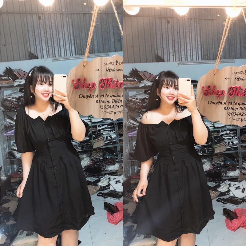 Đầm nhấn ly tay phồng