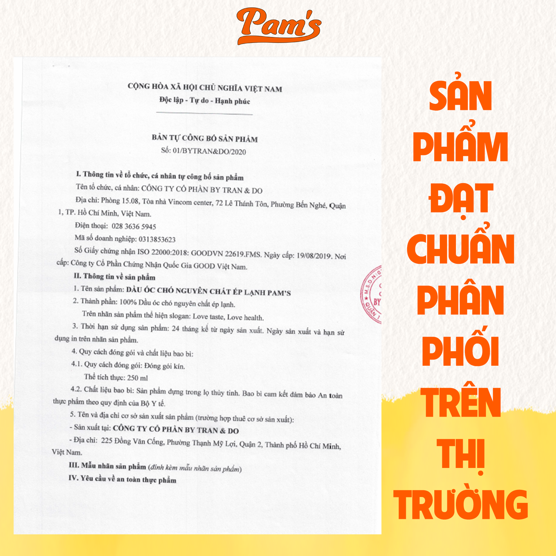 Dầu Óc Chó Nguyên Chất Ép Lạnh PAMS 250ml 