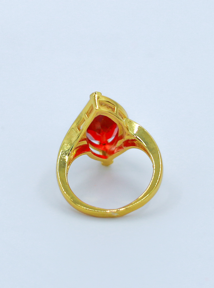 Nhẫn Nữ Mặt Đính Đá Đỏ Mạ Vàng - Trang sức Hava Hồng Kông