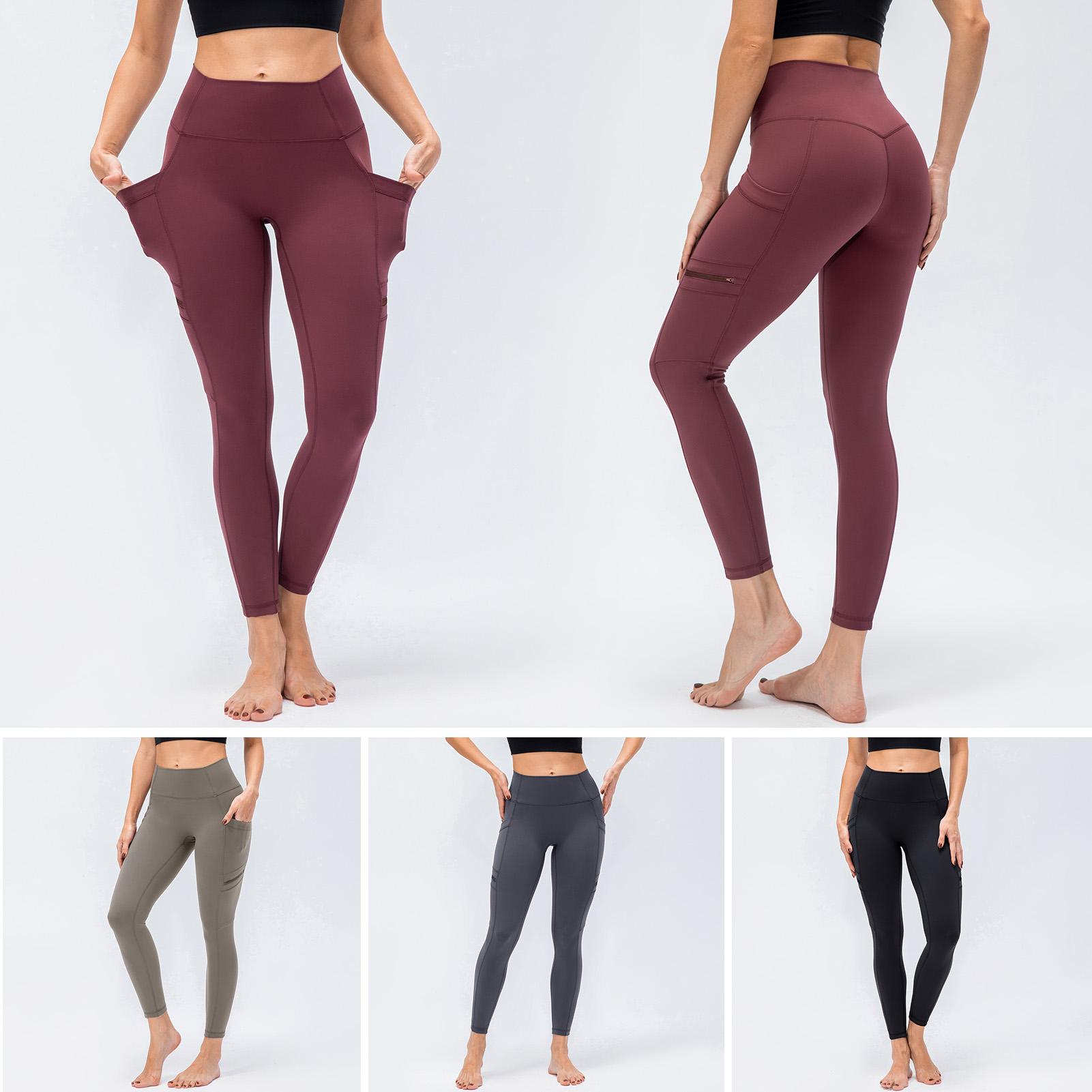 Quần legging yoga nữ với túi bên hông rộng eo cao bó sát
