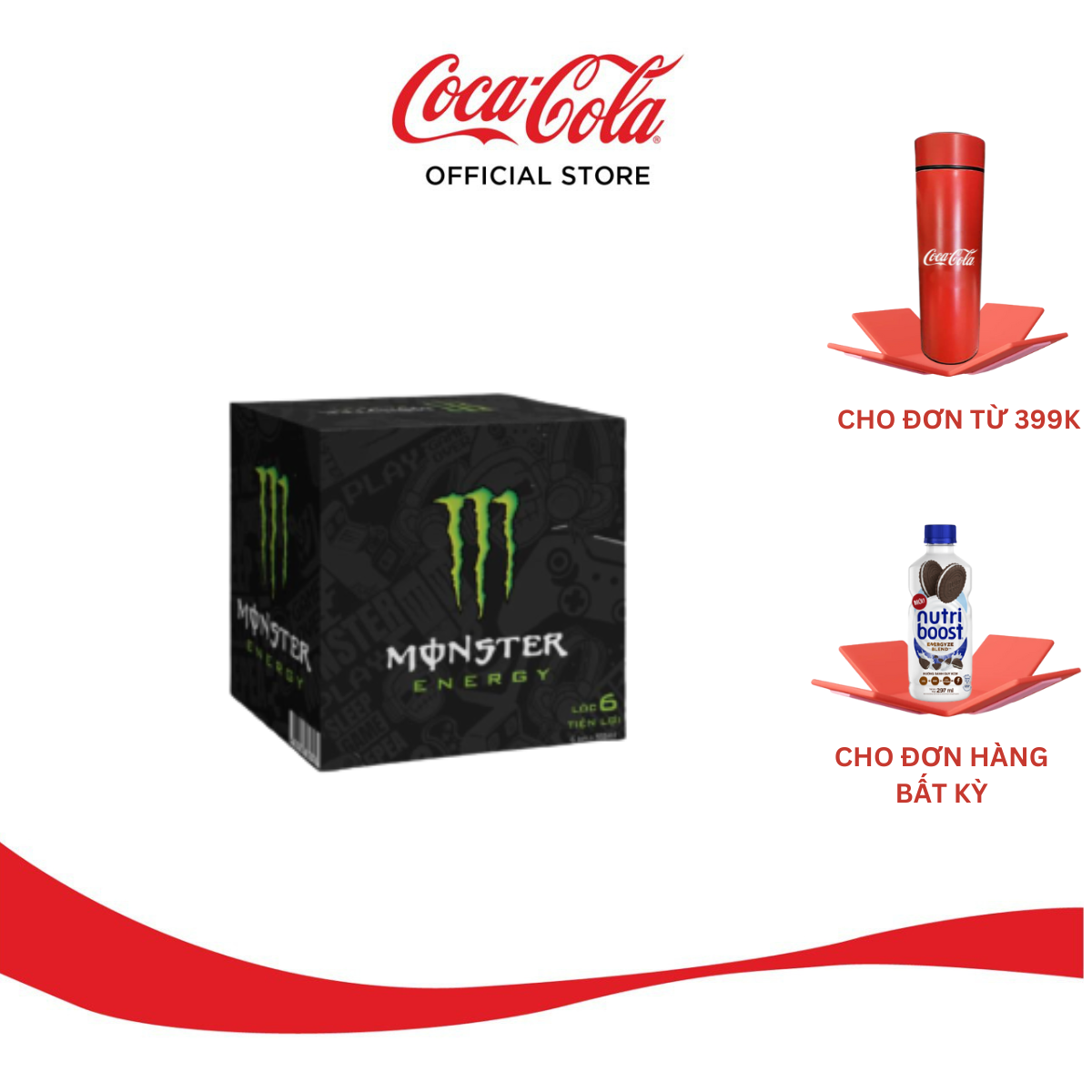 Hộp 6 lon Nước Tăng Lực Giải Khát Monster Energy 355ml/Lon Sale 25.3 Coca-Cola Official Store