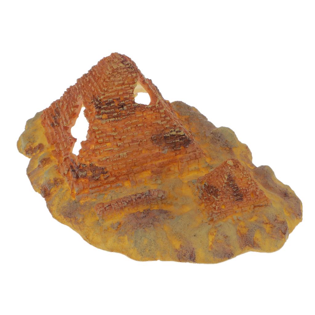 Resin Ornament for Reptile Box Terrarium Vivarium DIY Decoration #2 Pyramid