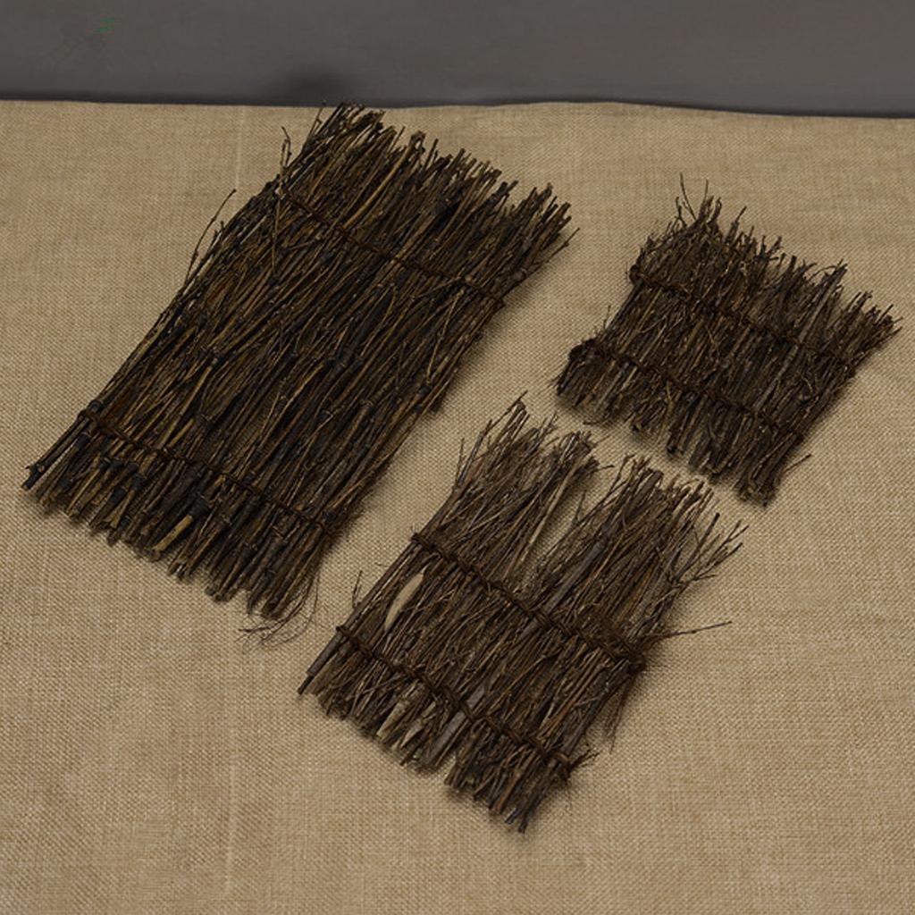 2X Garden   Divider Border Bamboo Slat Reed Brushwood Roll 30x11cm