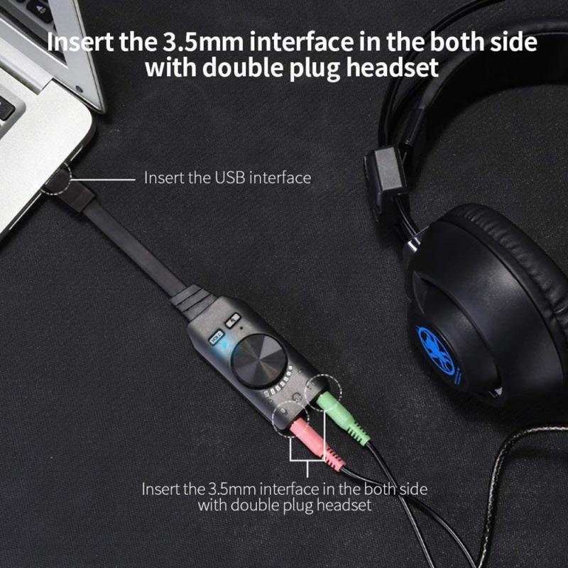 GS3 Black Virtual 7.1 Channel Sound Card Converter Adapter External USB Audio 3.5mm Headset Stereo For PC Desktop Notebook