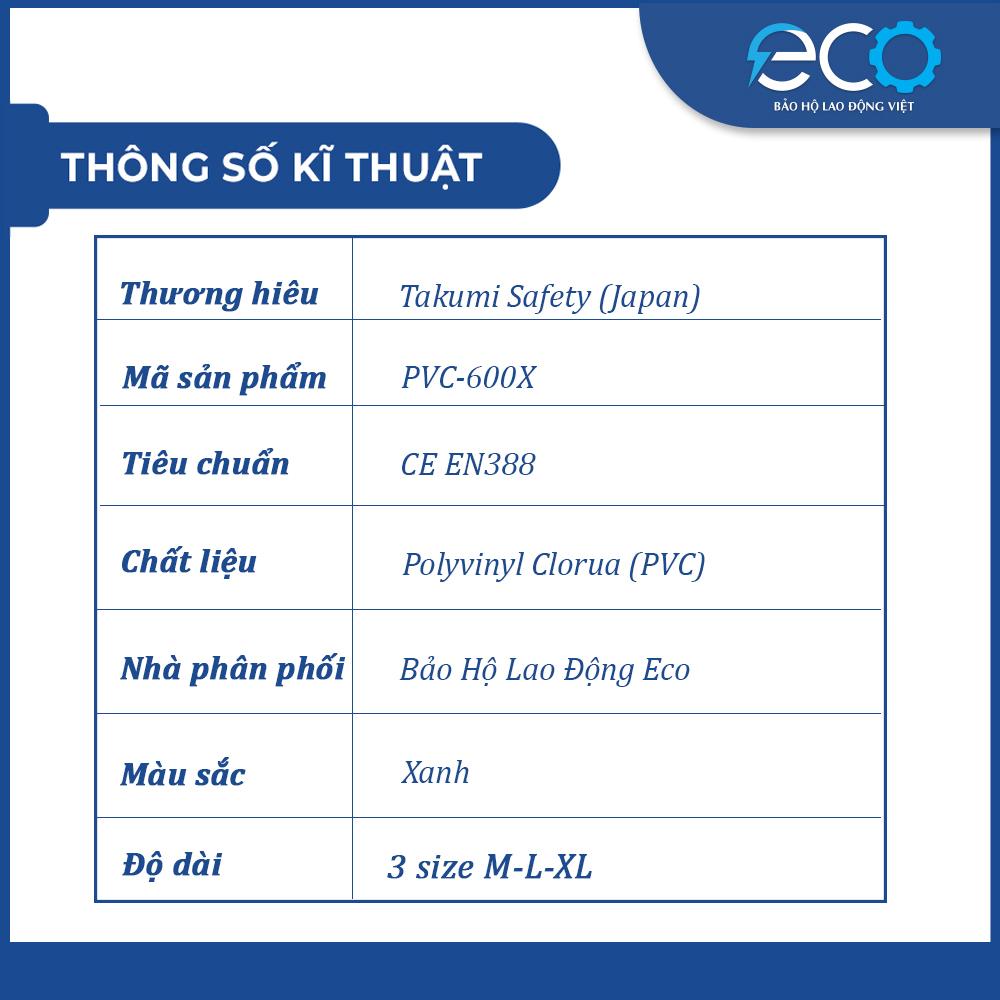 Găng Tay Chống Dầu Takumi PVC-600X Chính Hãng – Chống Dầu Nhớt, Chống Trơn Trượt, Lót Cotton Êm Tay