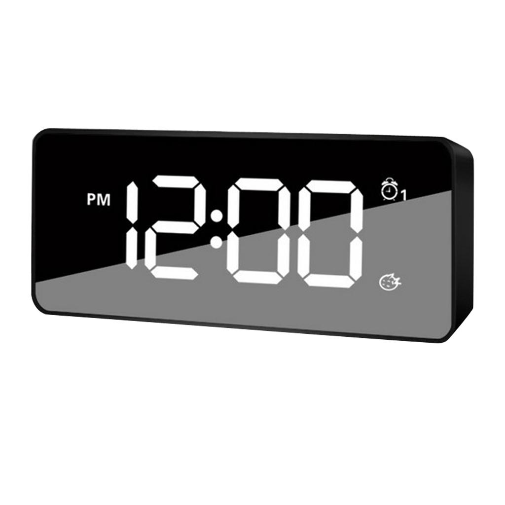 Dual USB Digital LED Clock Snooze Mirror Alarm Clock Time Backlight, for Bedroom Office Travel - Also Battery Powered
