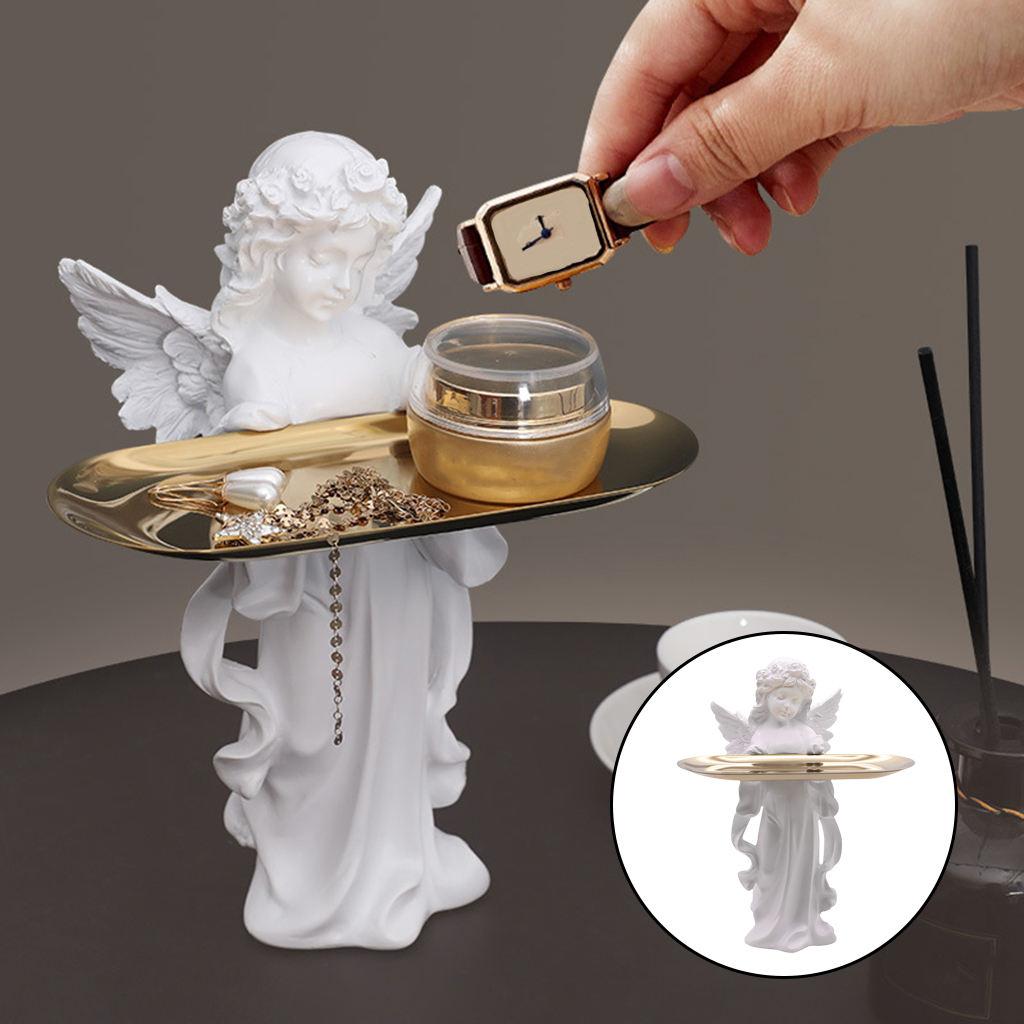 Angel Statue Vanity Tray Jewelry Organizer Dresser Perfume Storage Decor