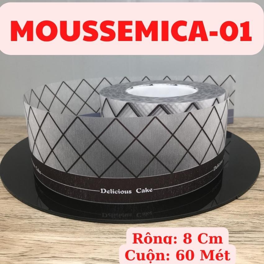 Cuộn Mica Cứng In Hình Bọc Bánh Mousse Quấn Thành Bánh Kem Trang Trí Cao 8cm