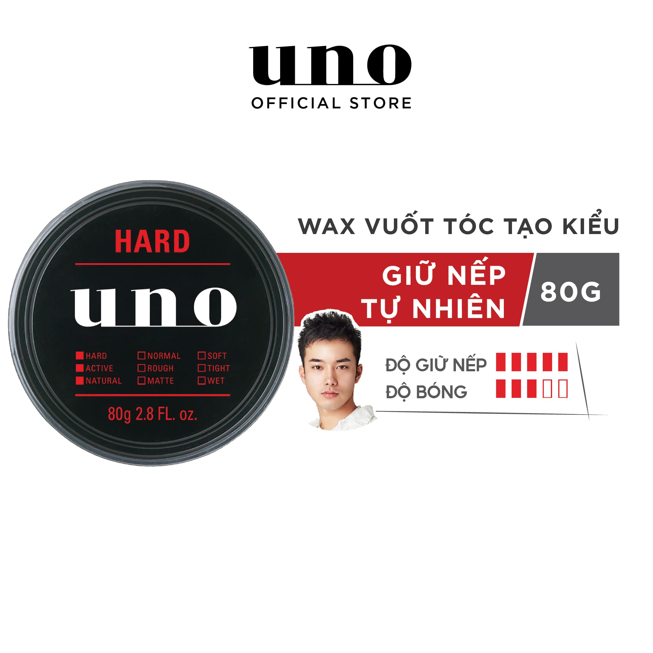 Sáp vuốt tóc tạo kiểu Giữ Nếp Tự Nhiên UNO Hybrid Hard 80g